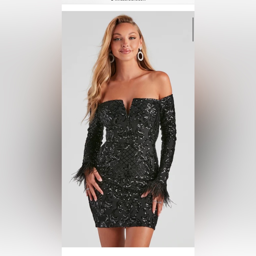sequin feather short dress